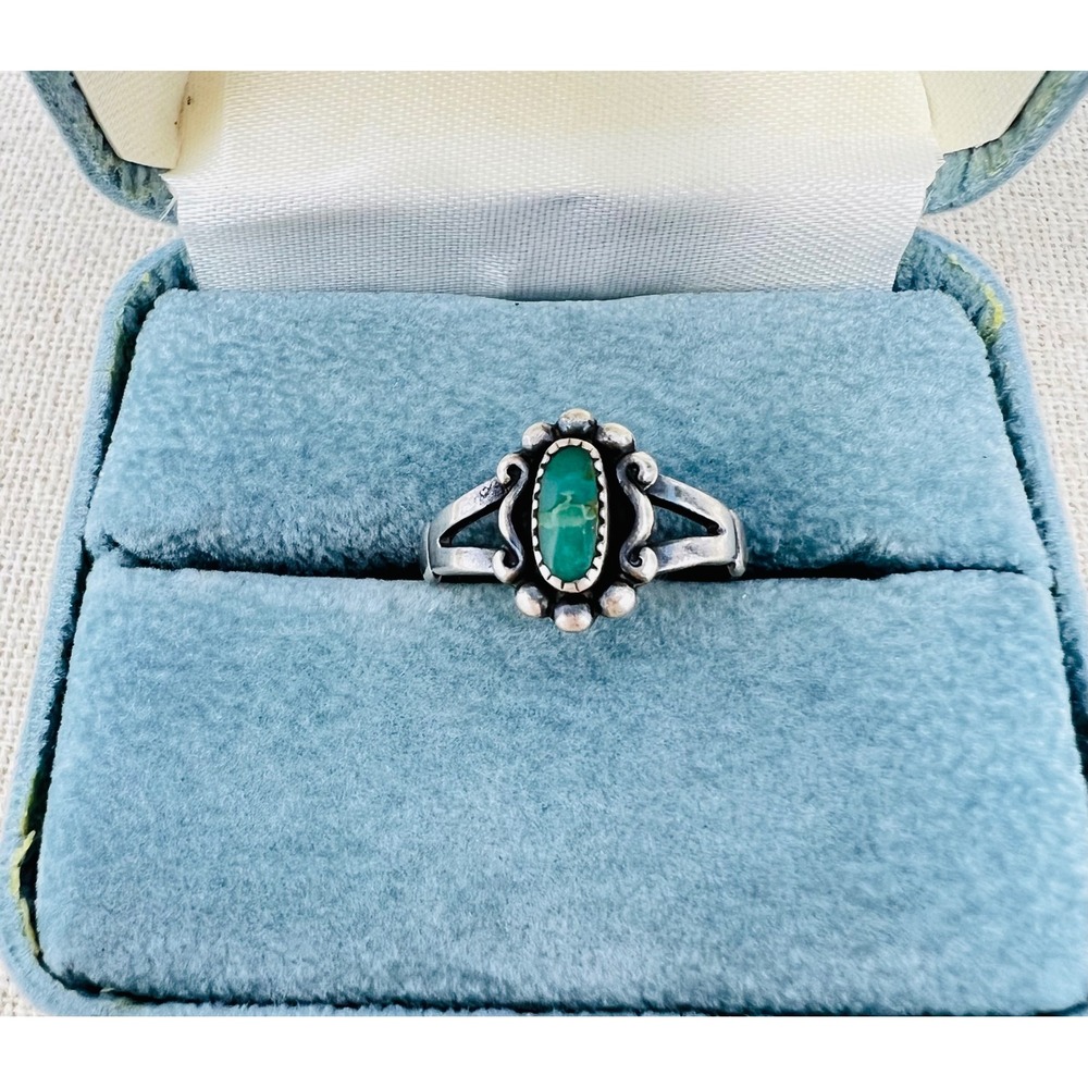 Vintage Bell Trading Post Southwest Sterling Silver Turquoise Ring Size 6.5